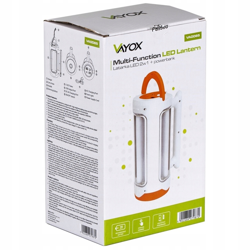 MOCNA LATARKA AKUMULATOROWA TAKTYCZNA LAMPA SZPERACZ POWERBANK 2w1 USB LED Zasilanie akumulatorowe