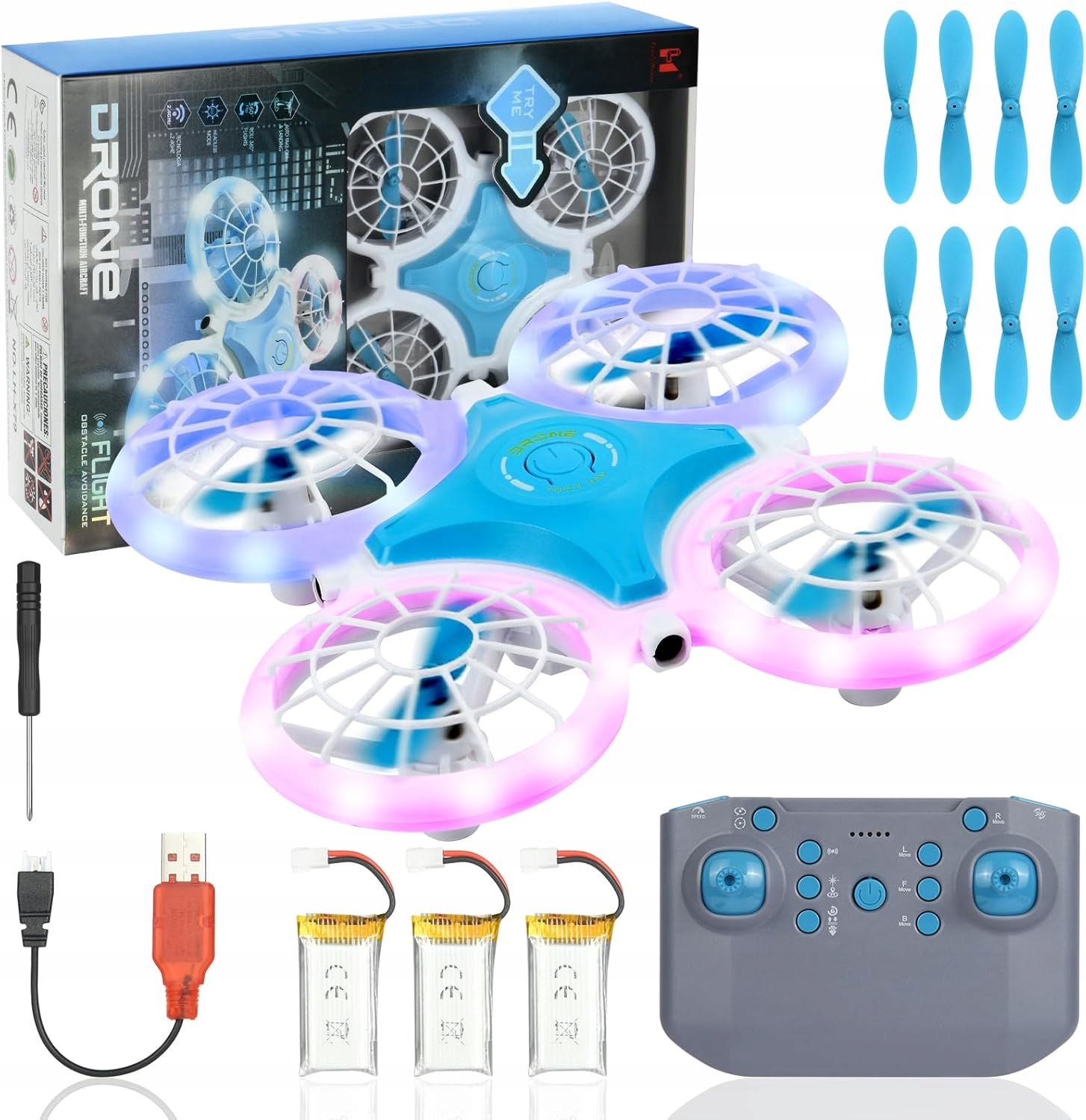 Mini Led 3D Rc dron pro děti s 3 bateriemi