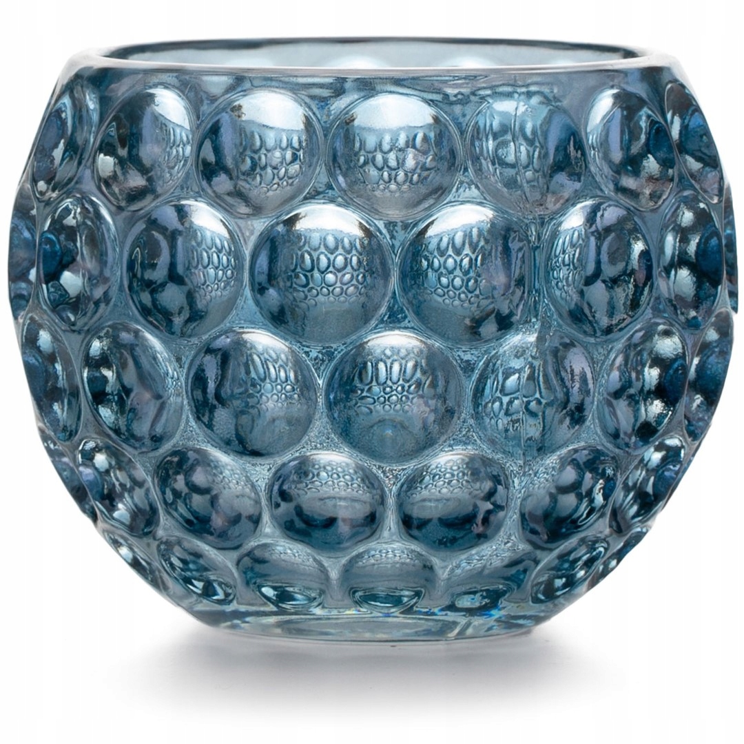 

Niebieski klasyczny świecznik szklany 11x9 cm