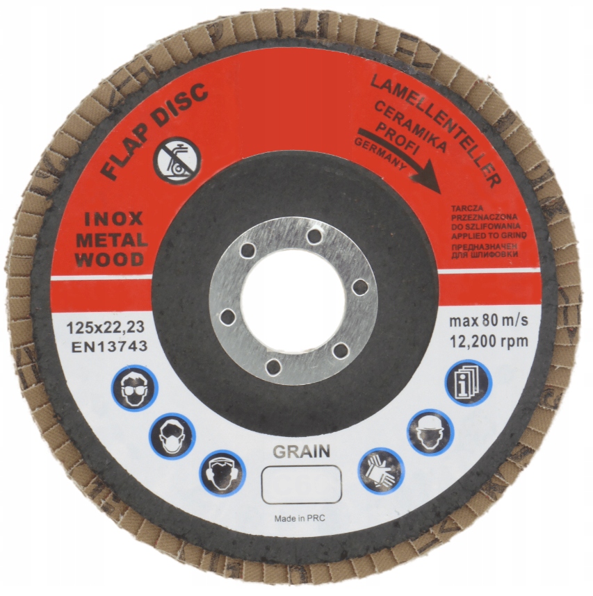 LAMELKA TARCZA LISTKOWA DO SZLIFOWANIA CERAMICZNA 125mm P40 Marka TurboTools