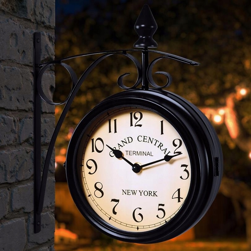 DWUSTRONNY ZEGAR ŚCIENNY DWORCOWY RETRO Typ słoneczny