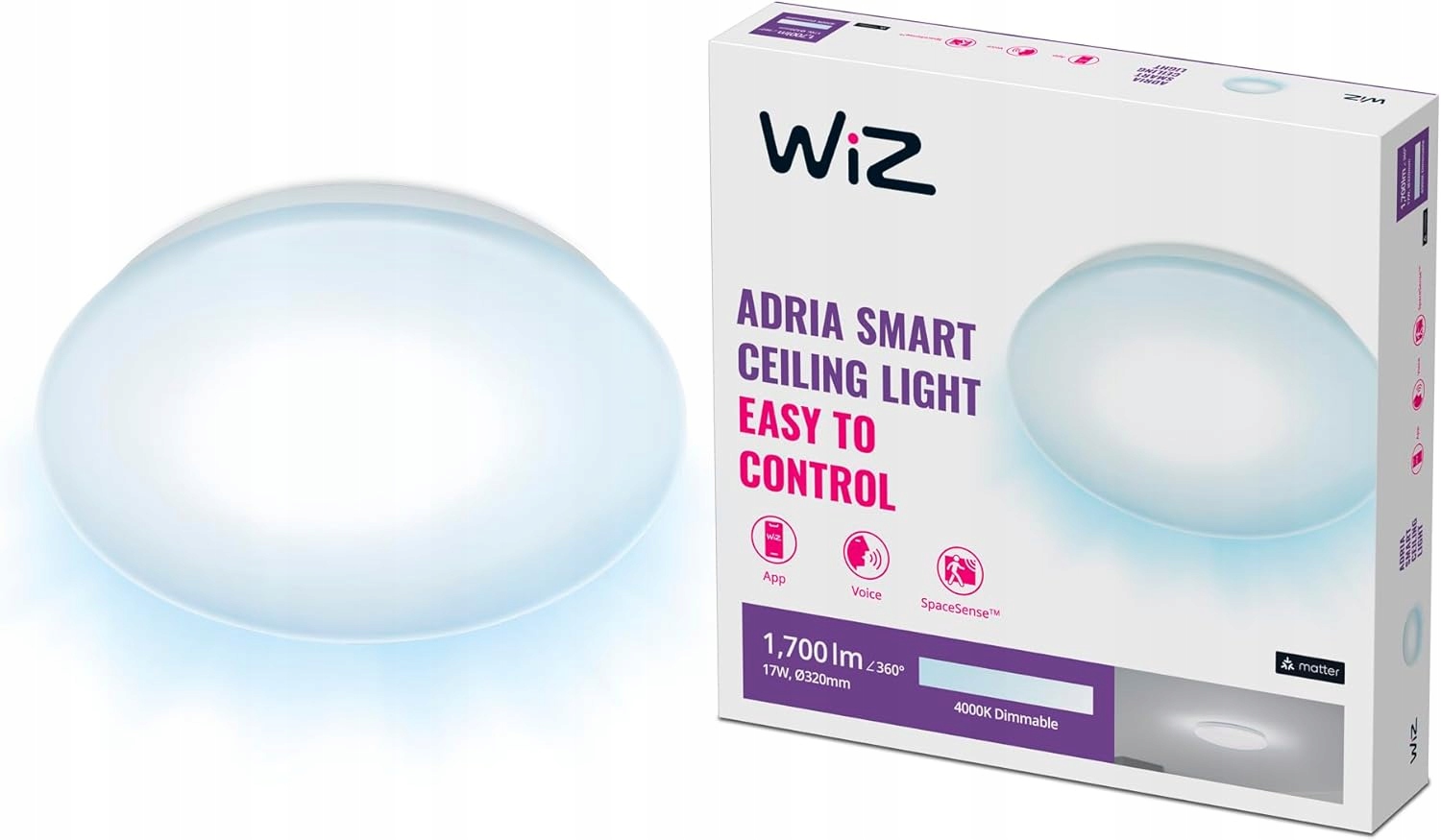 Stropní Svítidlo Led Stropní Svítidlo na omítku 17W 4000K Bílá Kulatý Smart WiFi WiZ