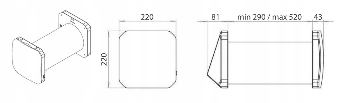 Rekuperator ścienny decentralny BSK ZEPHYR 160 pilot 60m3/h Higrostat WiFi Rodzaj rekuperator
