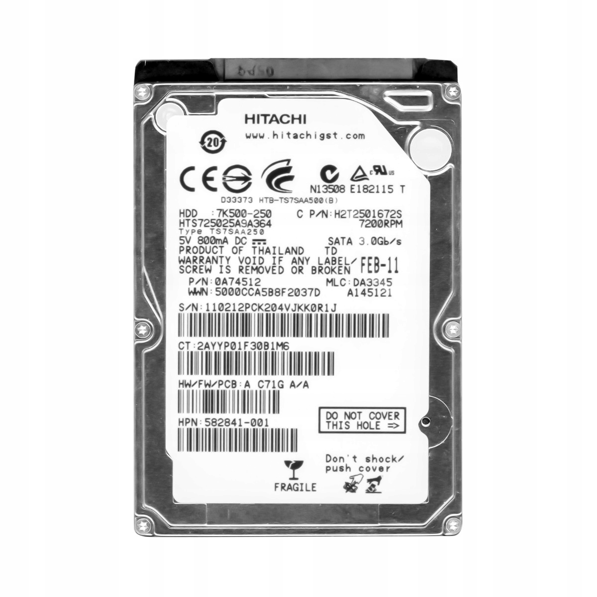 250GB 7.2k Sata II 2.5'' HTS725025A9A364