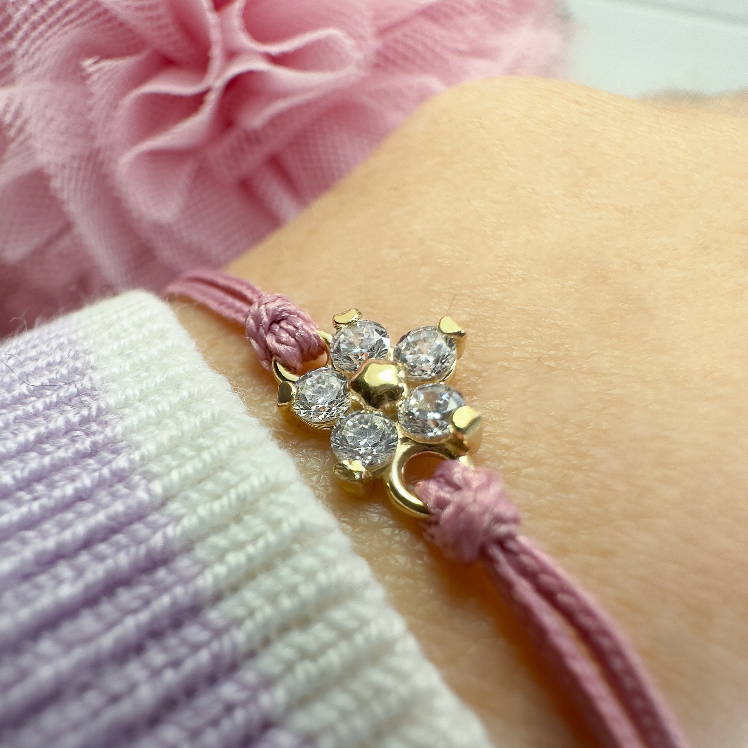 Bransoletka dla dziewczynki srebrna srebro pozłacane 925 regulowana Długość całkowita 17 cm