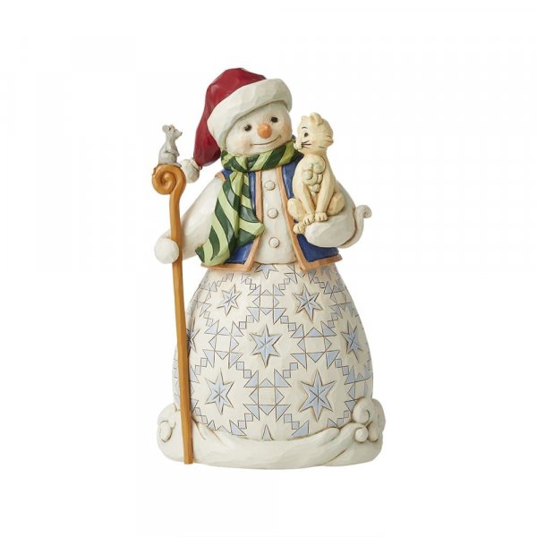 Świąteczny bałwanek z kotkiem i myszką Jim Shore