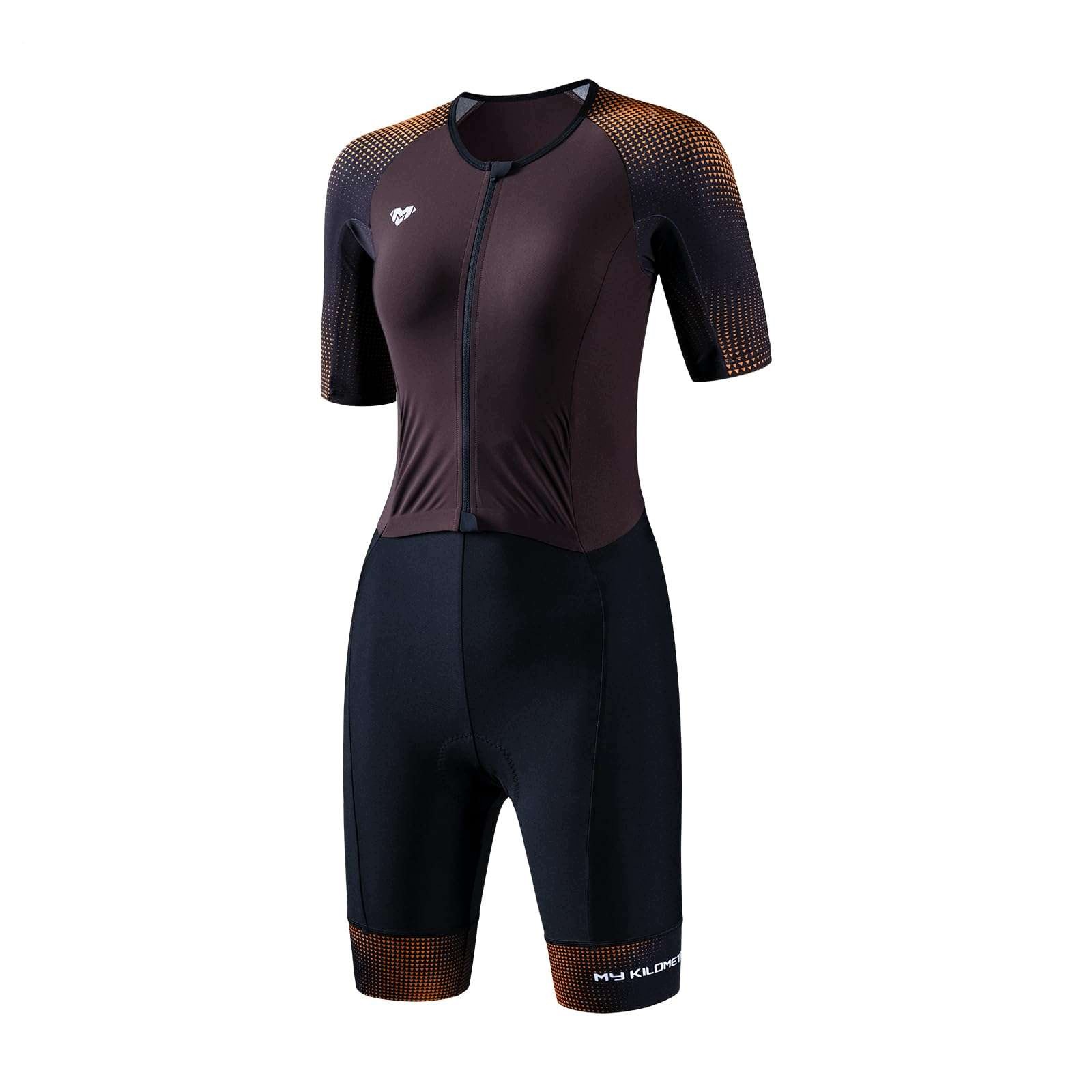 Damski kombinezon triathlonowy czarno-brązowy rozmiar M