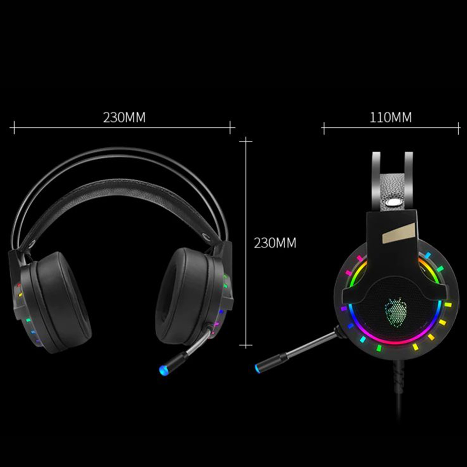 SŁUCHAWKI GAMINGOWE RGB LED MIKROFON USB JACK Marka inna