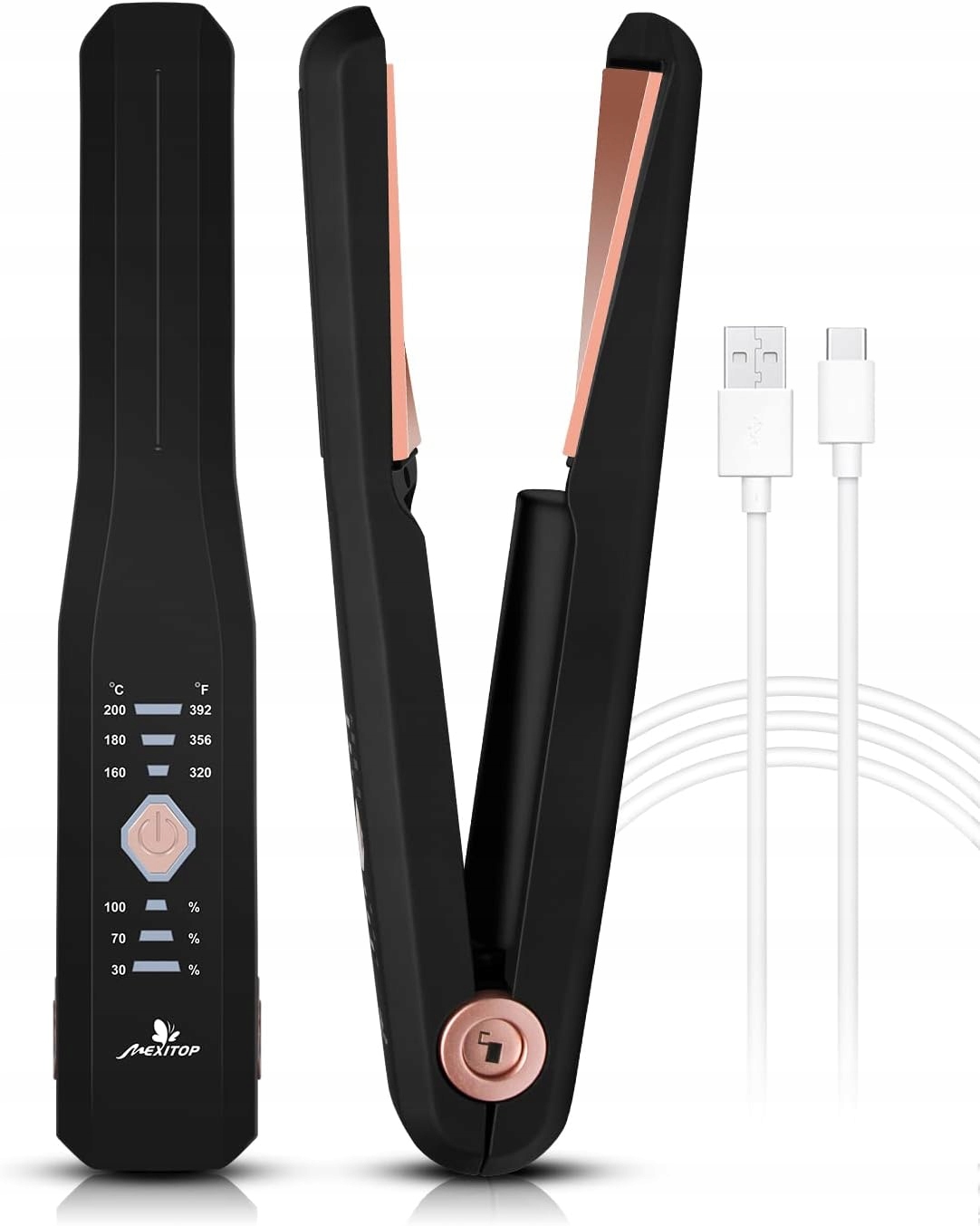 Bezprzewodowa prostownica do włosów z ładowaniem USB,3 regulowane temperatu