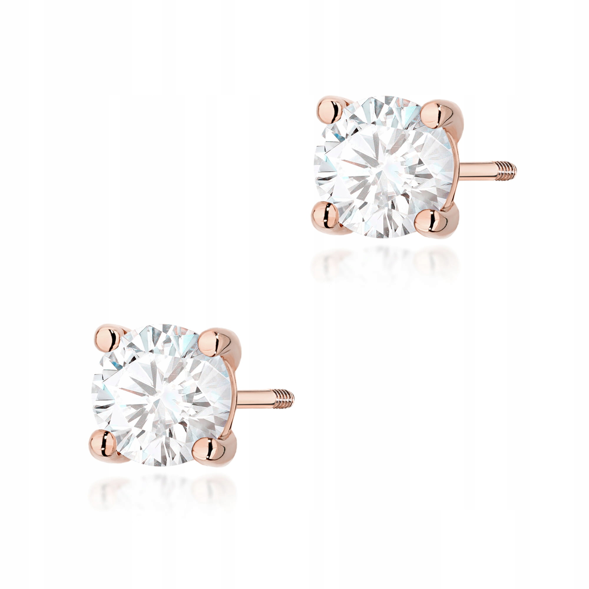 Náušnice z růžového zlata 585 šroubovací tyčinky Laboratorní diamant na