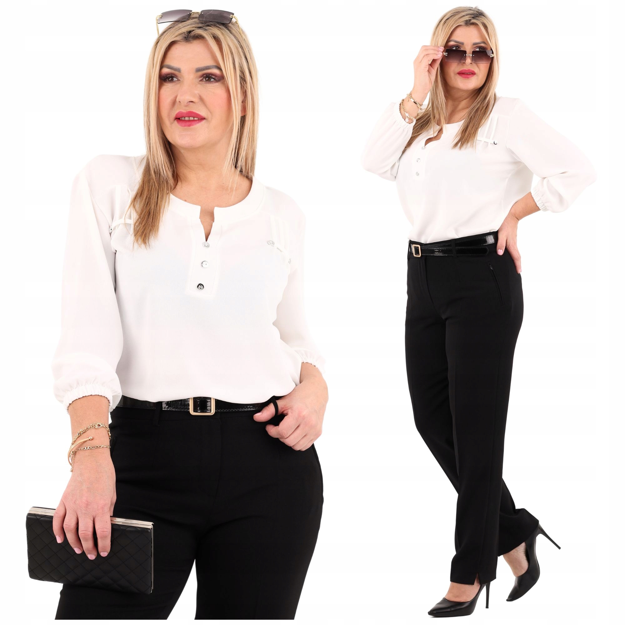 Bluzka wizytowa na gumce Polski Producent duże rozmiary koszulowa