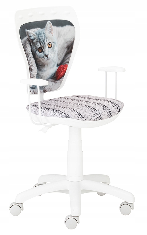 KRZESŁO MINISTYLE WHITE KOTEK SZARY W SWETERKU