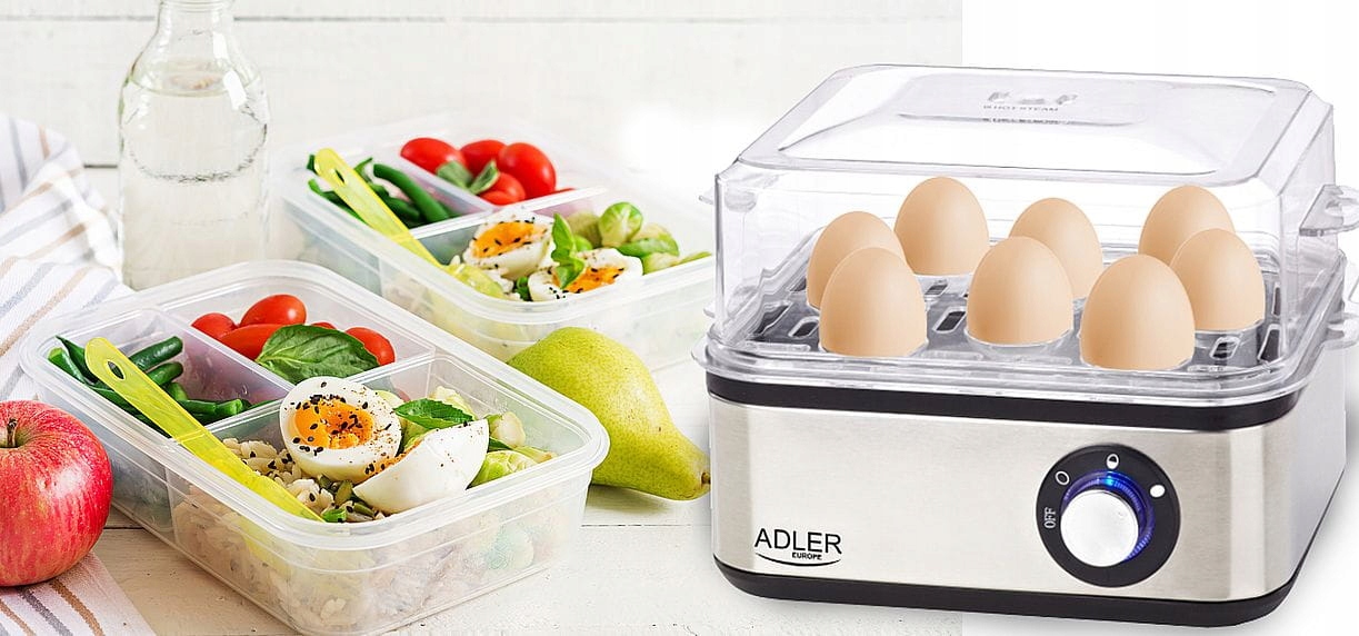 JAJOWAR AUTOMATYCZNY DO GOTOWANIA DO 8 JAJEK 800W ADLER AD4486 Regulacja twardości jaj tak