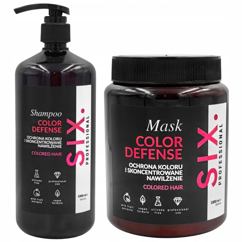 Six Professional Color Defense Šampon Maska pro Barvené vlasy 2x1000 ml