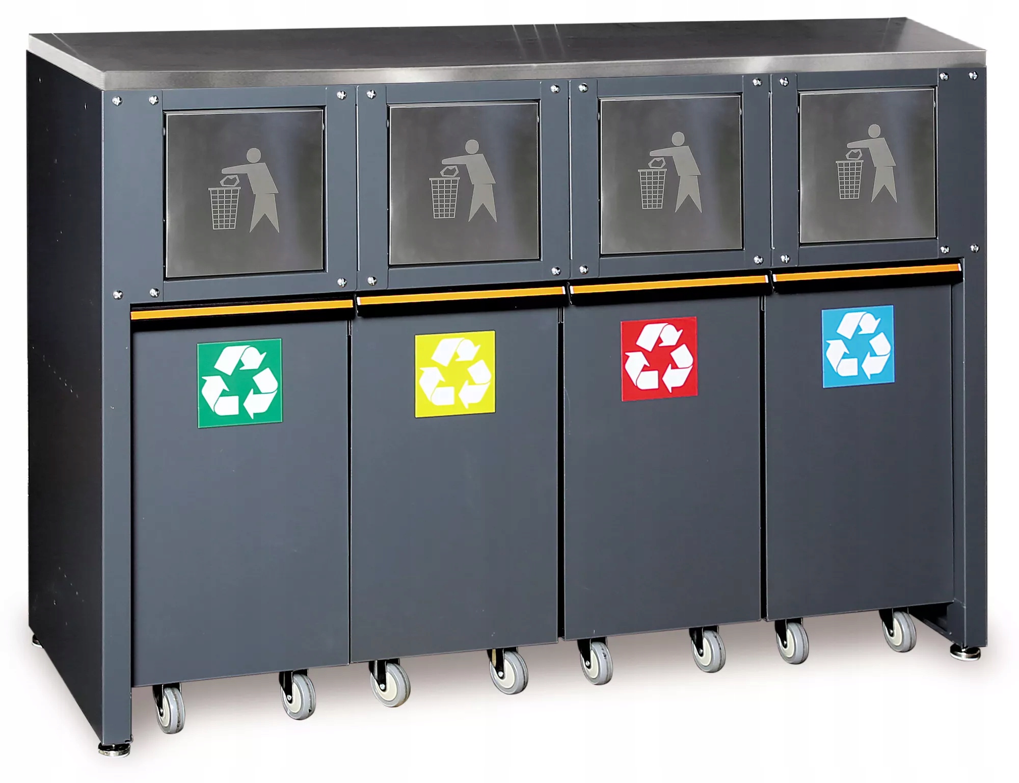 Moduł stały do segregacji śmieci stalowy blat Beta 4500/C45PRO/RD/X