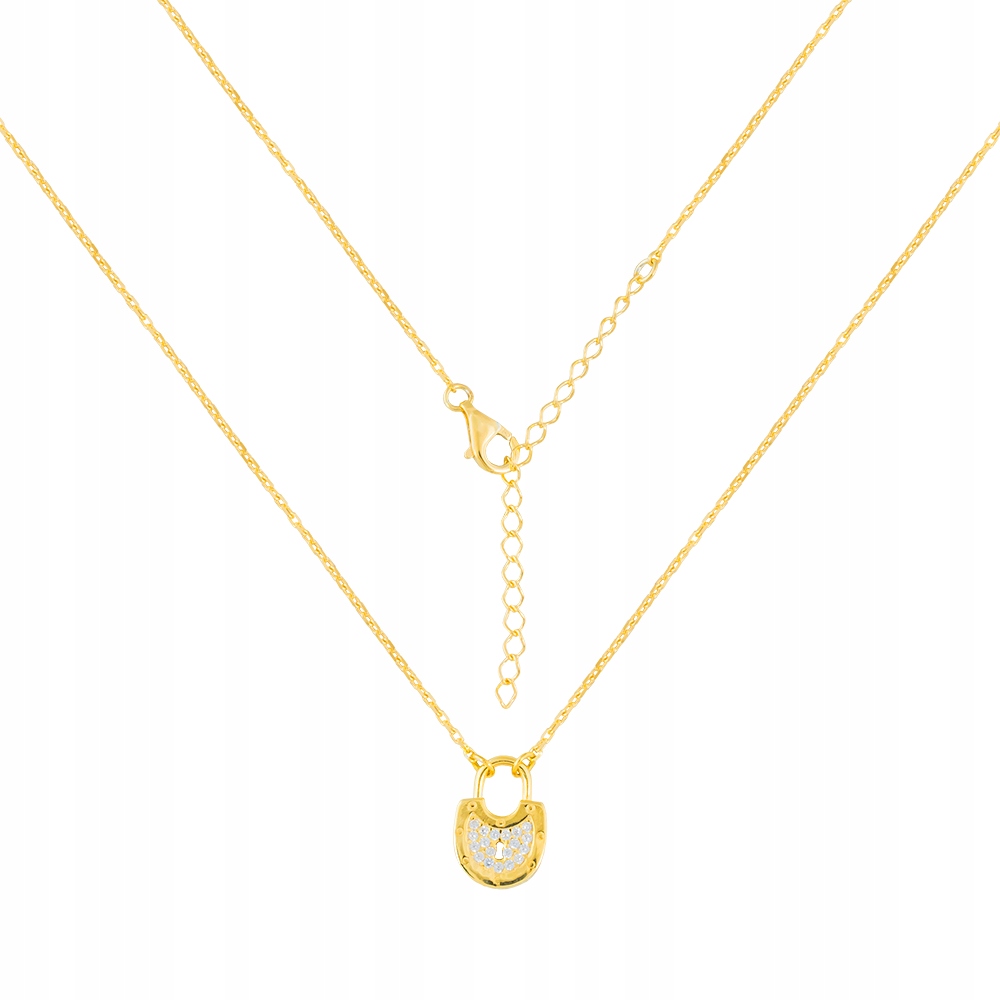 Stříbrný náhrdelník ryzost 925 Elegantní Kolie Celebrity Zlatý visací zámek