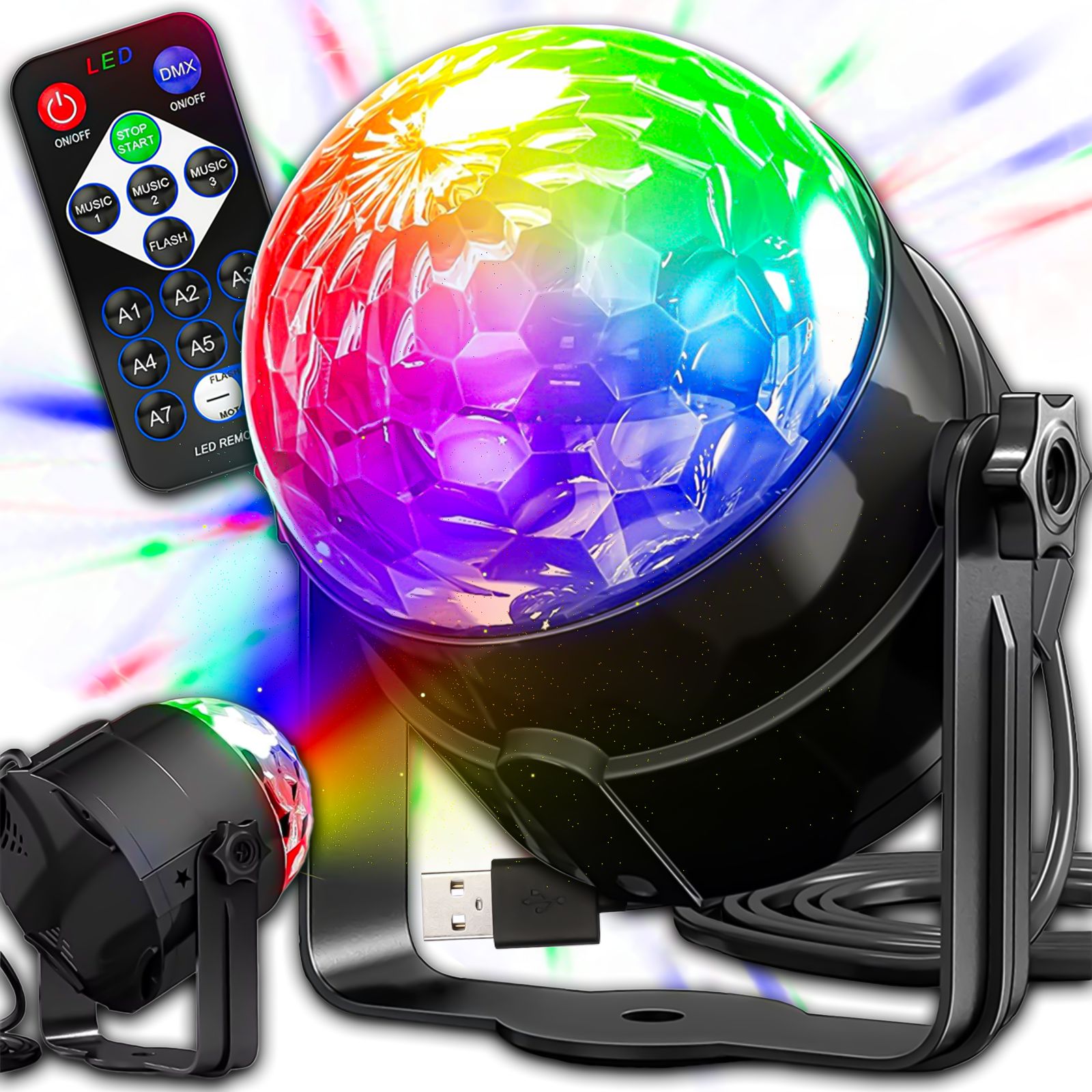 Kula Disco Projektor Rgb Led Dyskotekowy Reflektor Na Impreze Laser Pilot