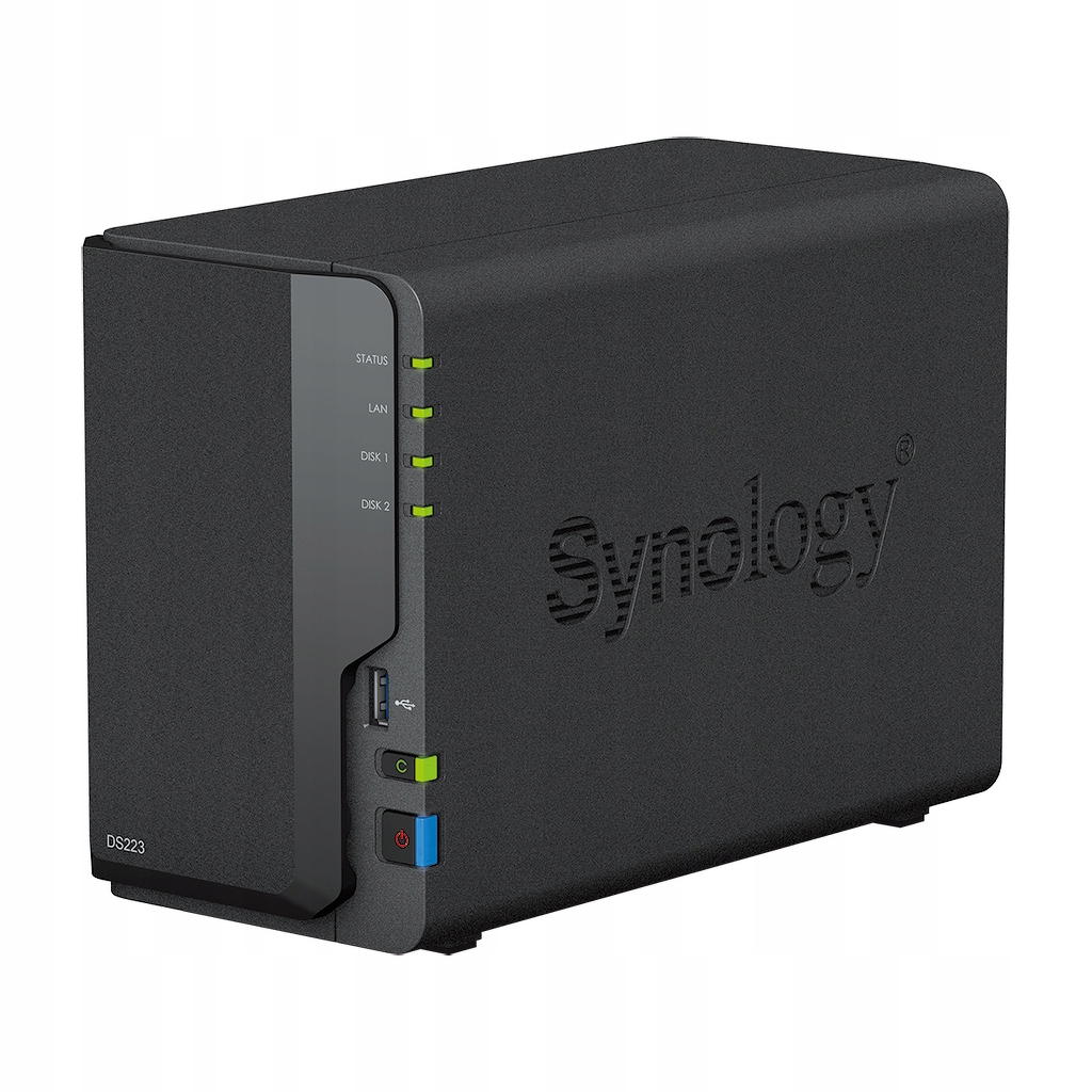 Synology DS223 2-zátokový Nas server, Arm, 2GB Ram, 1GbE RJ-45, Tower