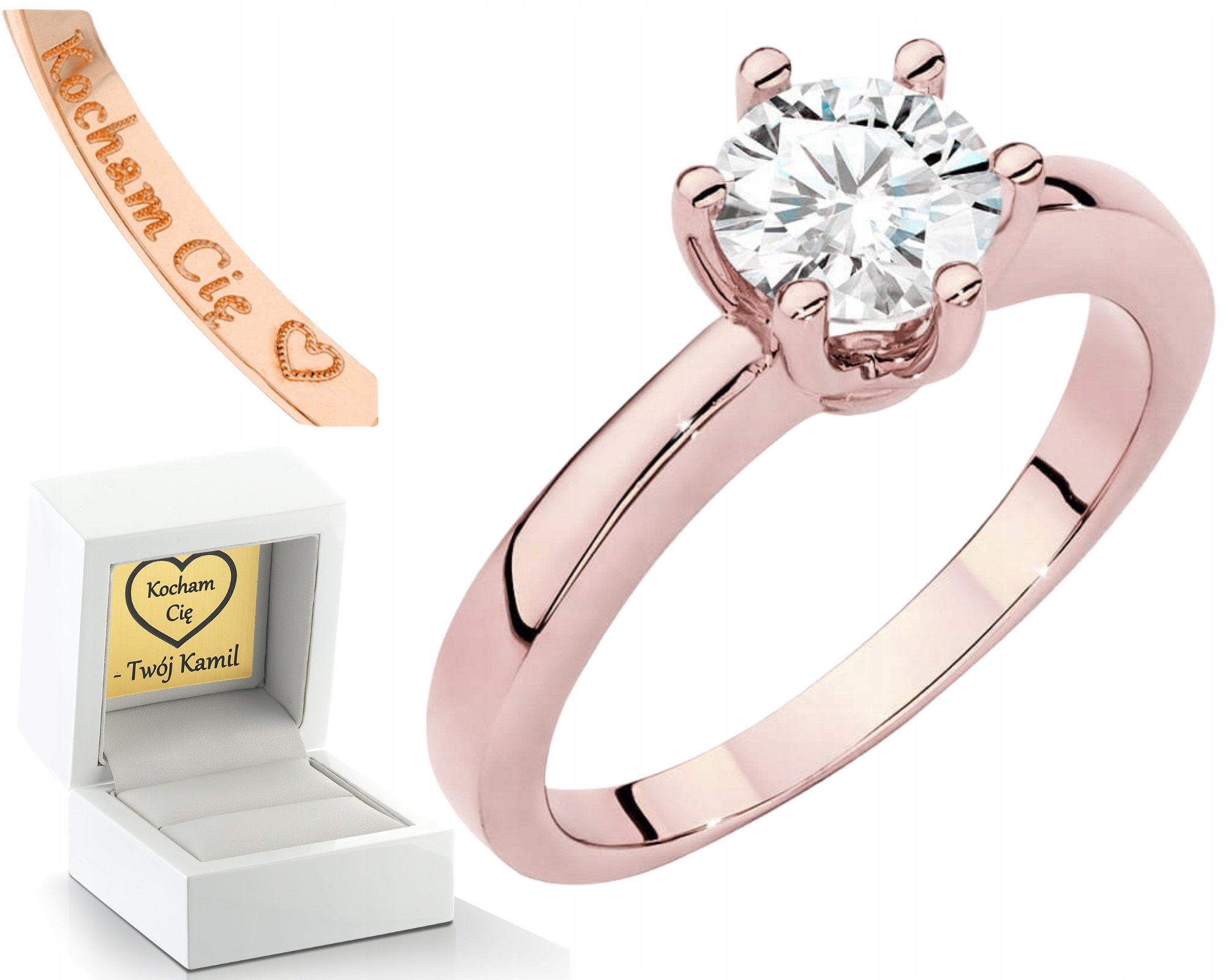 Růžové Zlato Prstýnek Laboratorní Briliant Zásnubní 585