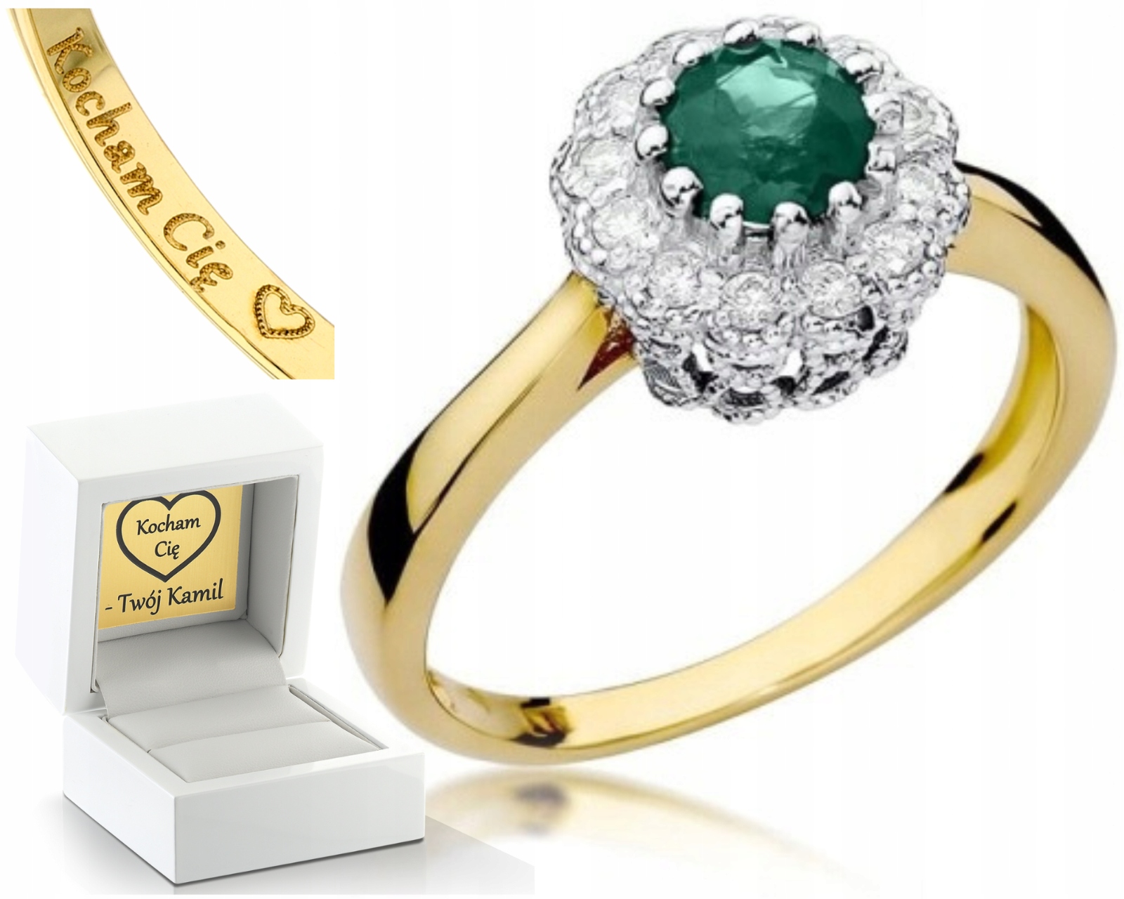 Zlatý Prstýnek Smaragd A Briliantové Gravírování Zdarma