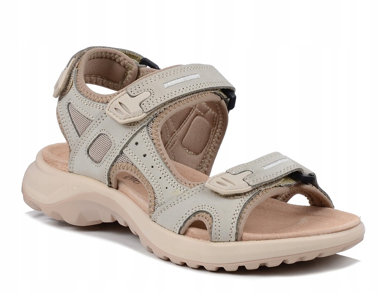 Sandały damskie sportowe skórzane Unisoft 56 na rzepy trekkingowe beżowe 40