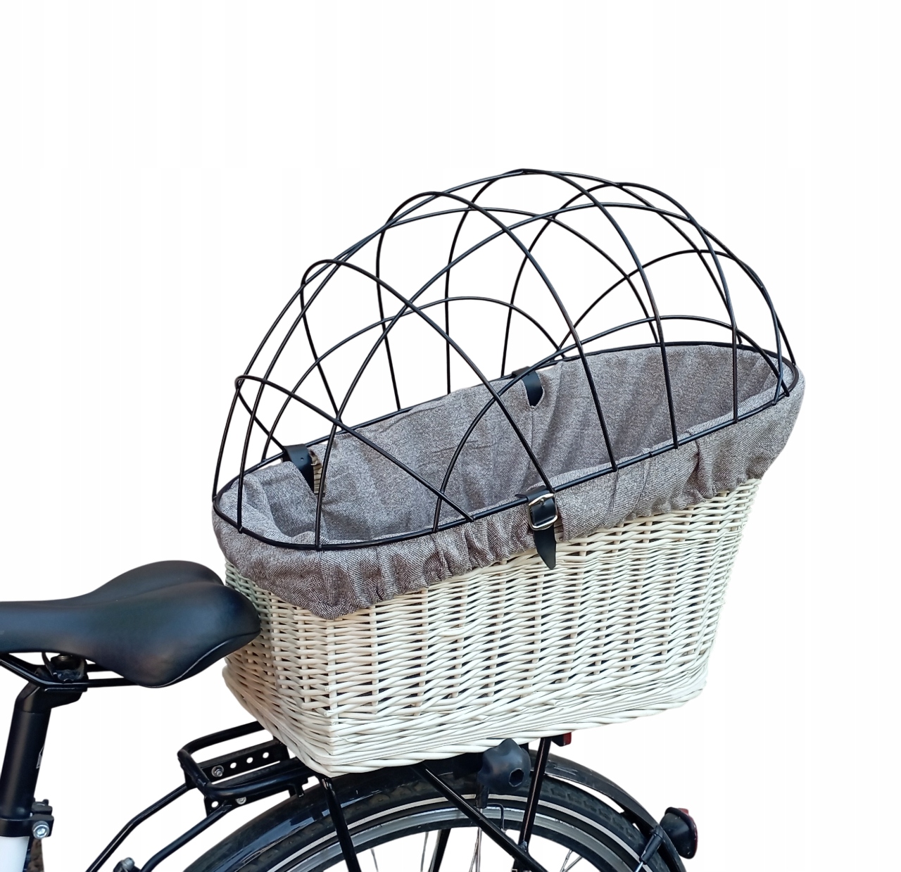 Transporter wiklinowy na rower kosz na Bagażnik +Obszycie Poduszka