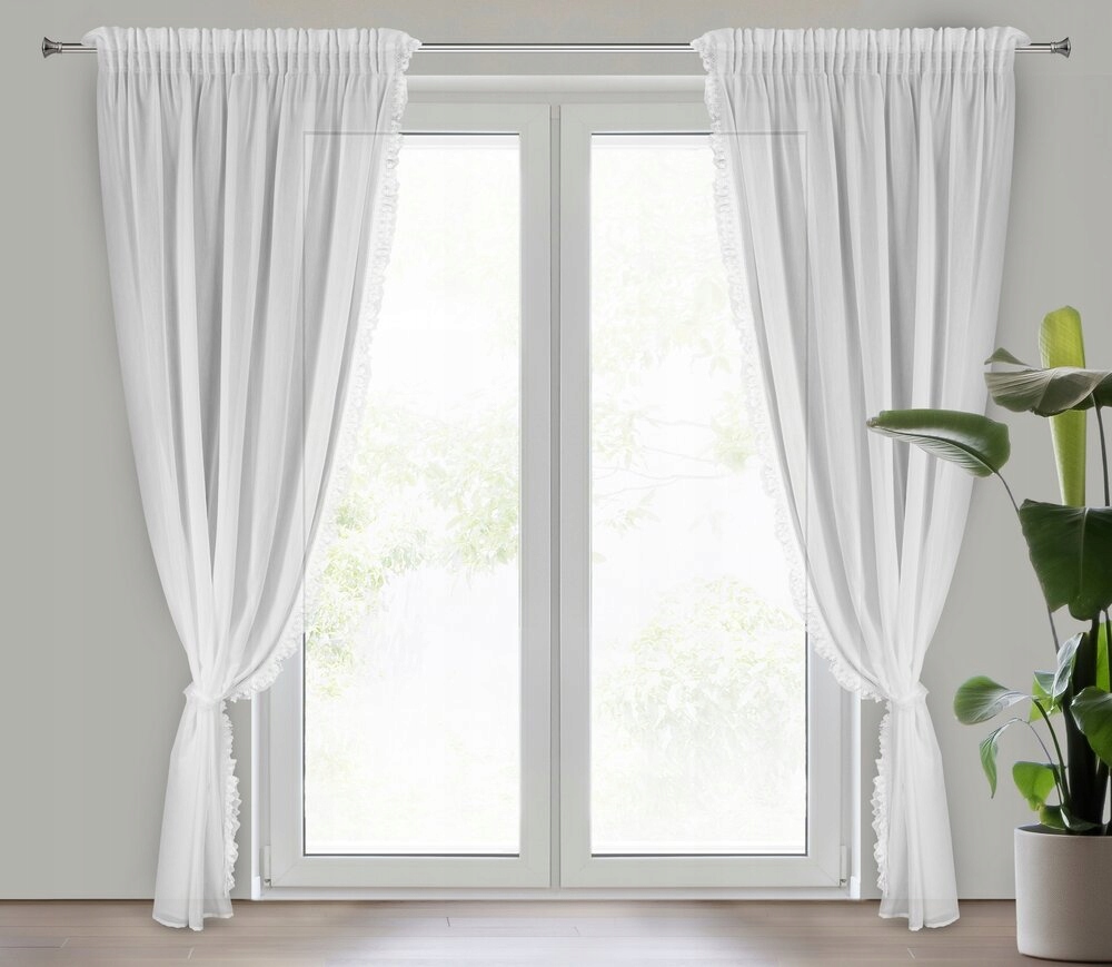 Hotová záclona na páske Elena 140x270 Eurofirany biela čipkovaná aplikácia