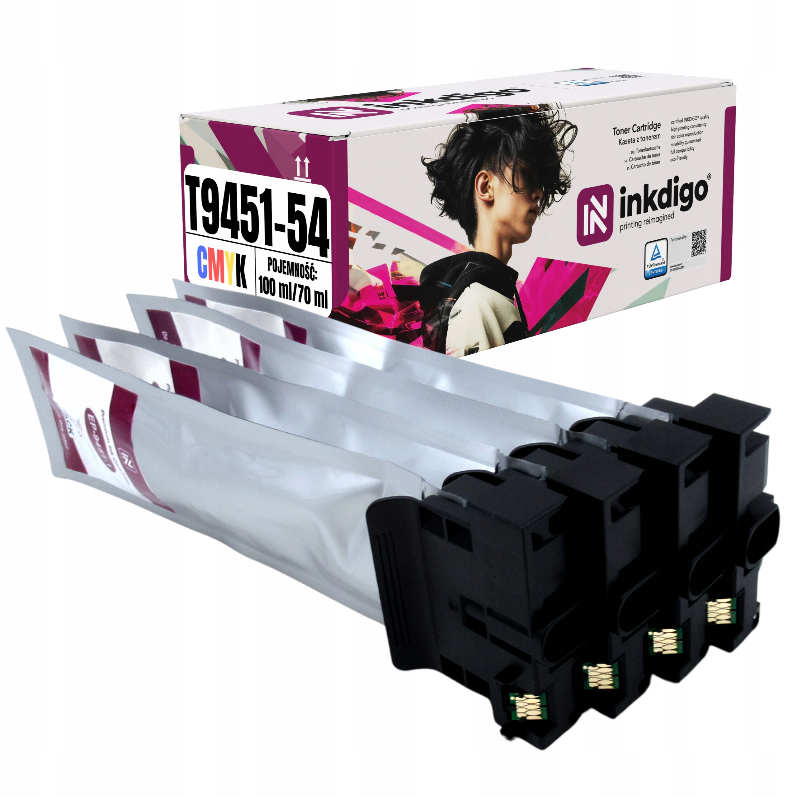 4x Inkoust Pro Tiskárnu Epson Workforce Pro WF-C5710DWF WF-C5790DWF WF-C5210DW