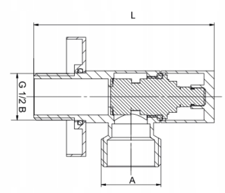 ZAWÓR KĄTOWY DO PRALKI CERAMICZNY 1/2x1/2 CHROM Marka inna