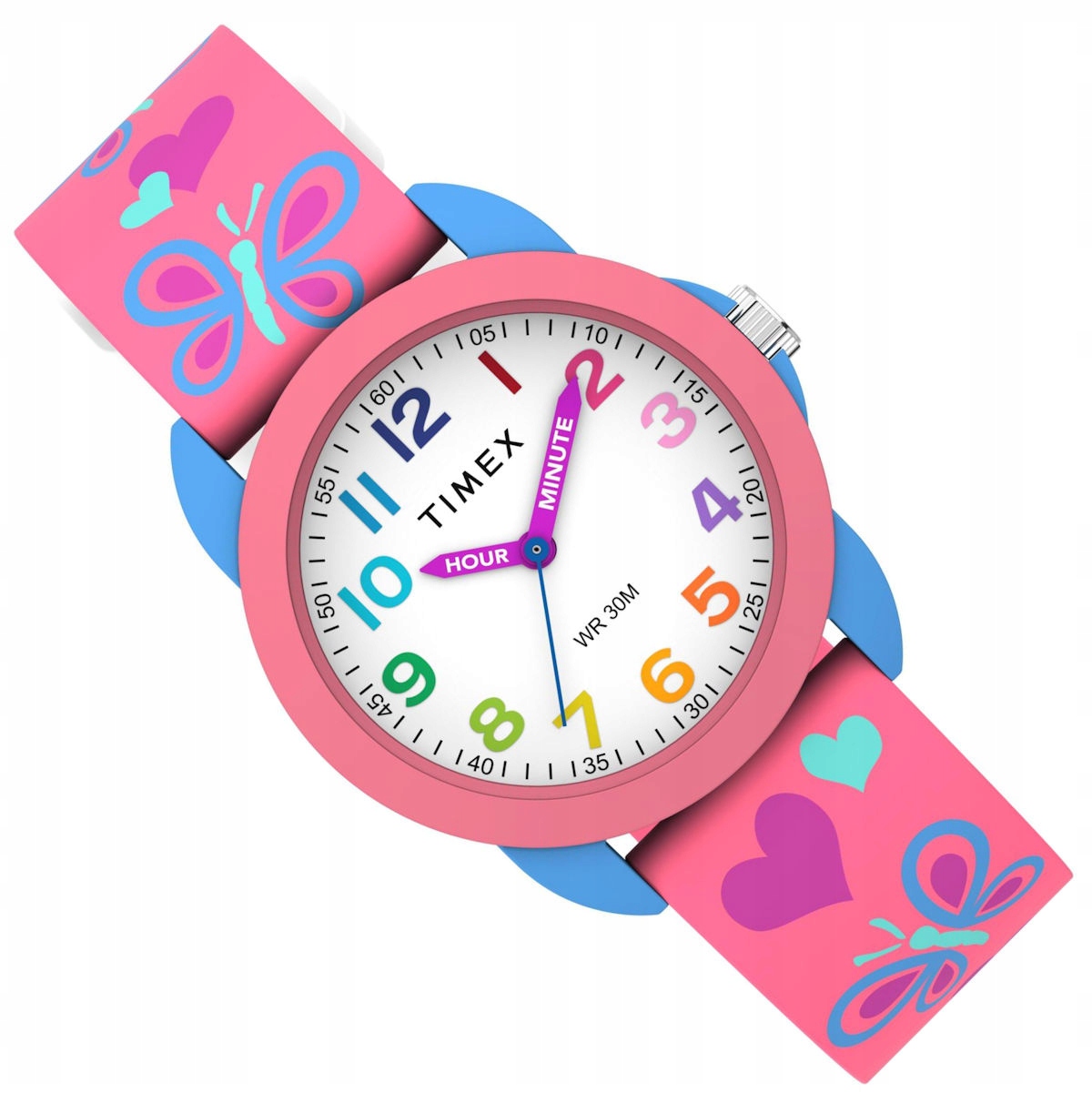 Čitelné Barevné Dětské Hodinky Timex Motýli TW2Y59700 Silikon