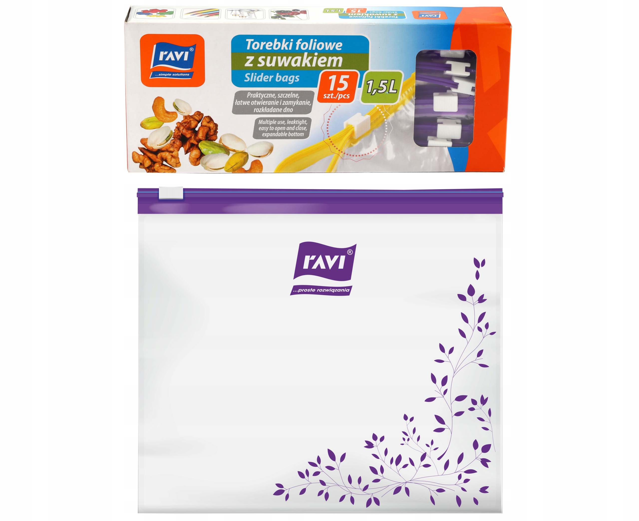 

Woreczki Torebki Wielorazowe Z Suwakiem 1,5L 15szt