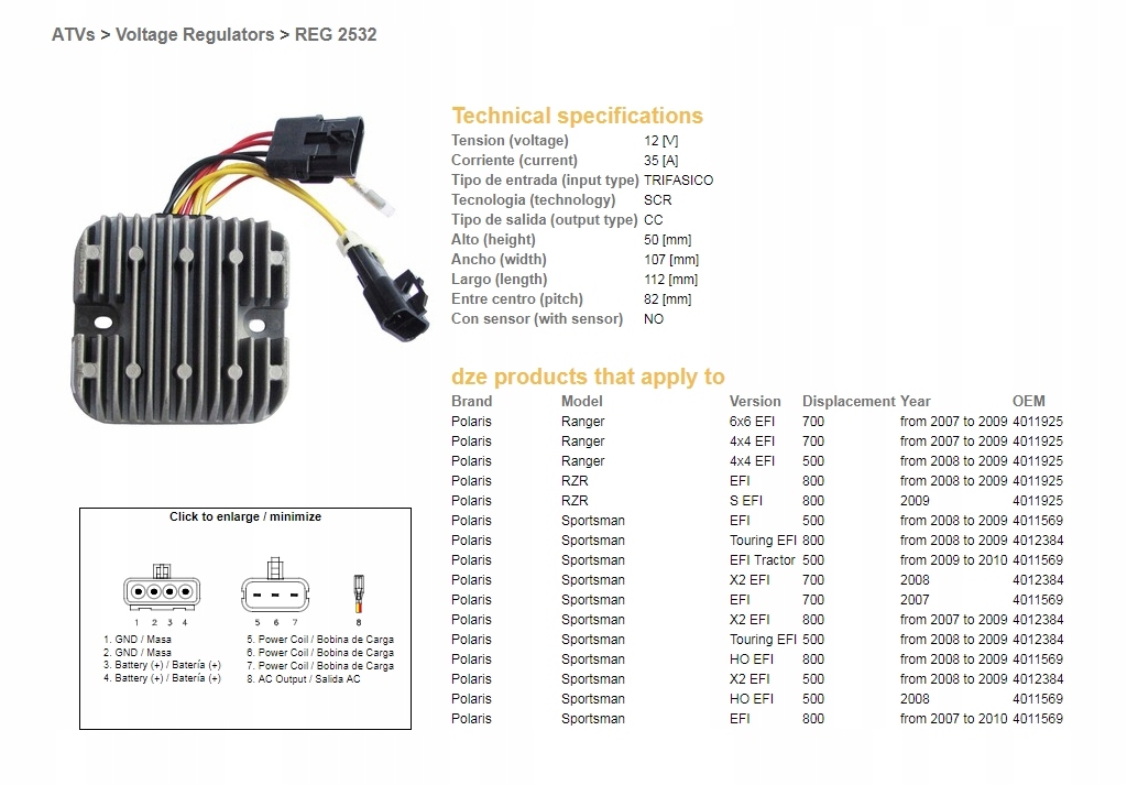 Regulátor Napätia Dze Polaris Sportsman Efi 500/700/800 Ranger Efi 500/70
