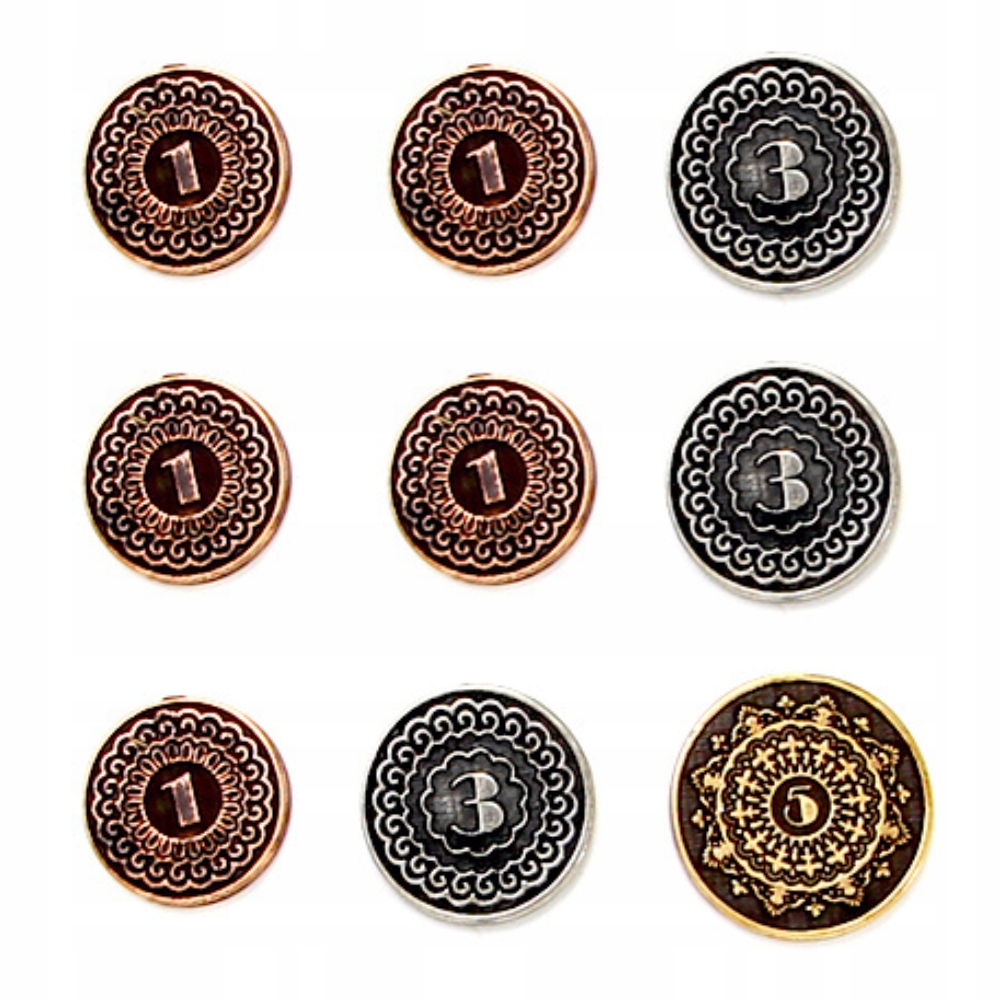 ZESTAW 9 UNIWERSALNYCH METALOWYCH MONET