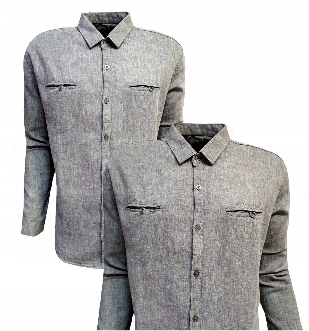 Pánská sportovní letní košile Lniana s kapsami Grey XL Jean Piere