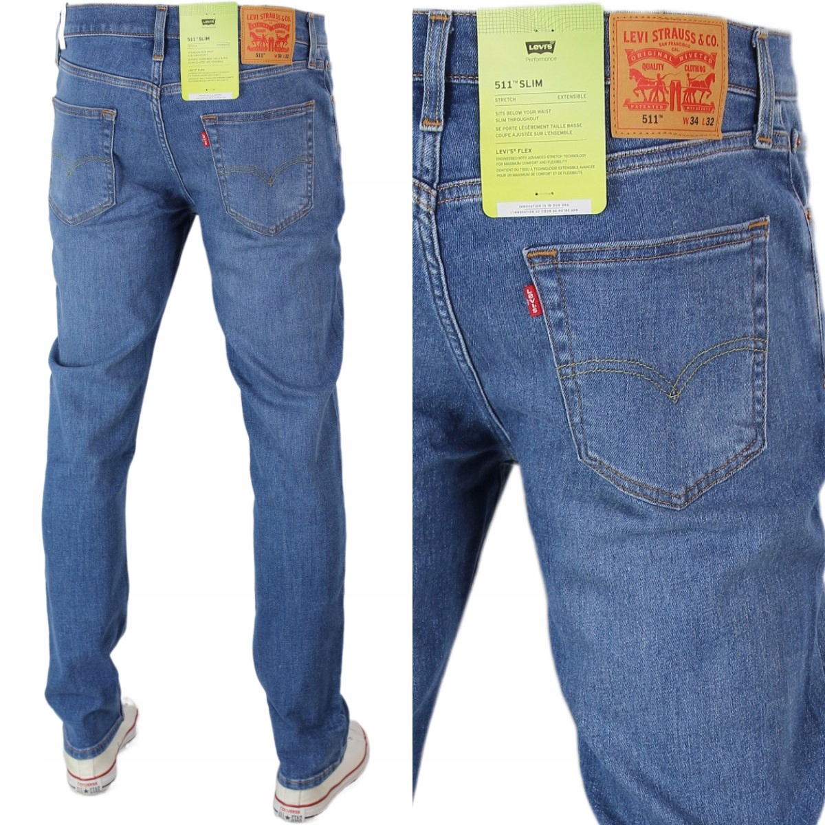 Levi's 511 Slim Jeansy Proste Reg. Straight "Light Blue" W33 L32