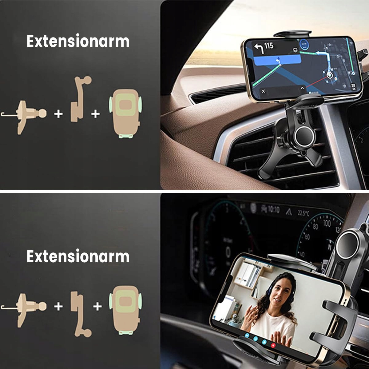 JNNJ Samochodowy uchwyt na telefon Air Vent 360 stopni obrotowy — miniatura 5