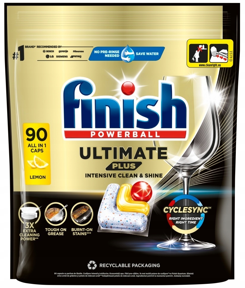 Levně Finish Ultimate Plus Lemon Kapsle na mytí nádobí v myčce nádobí 90 kusů