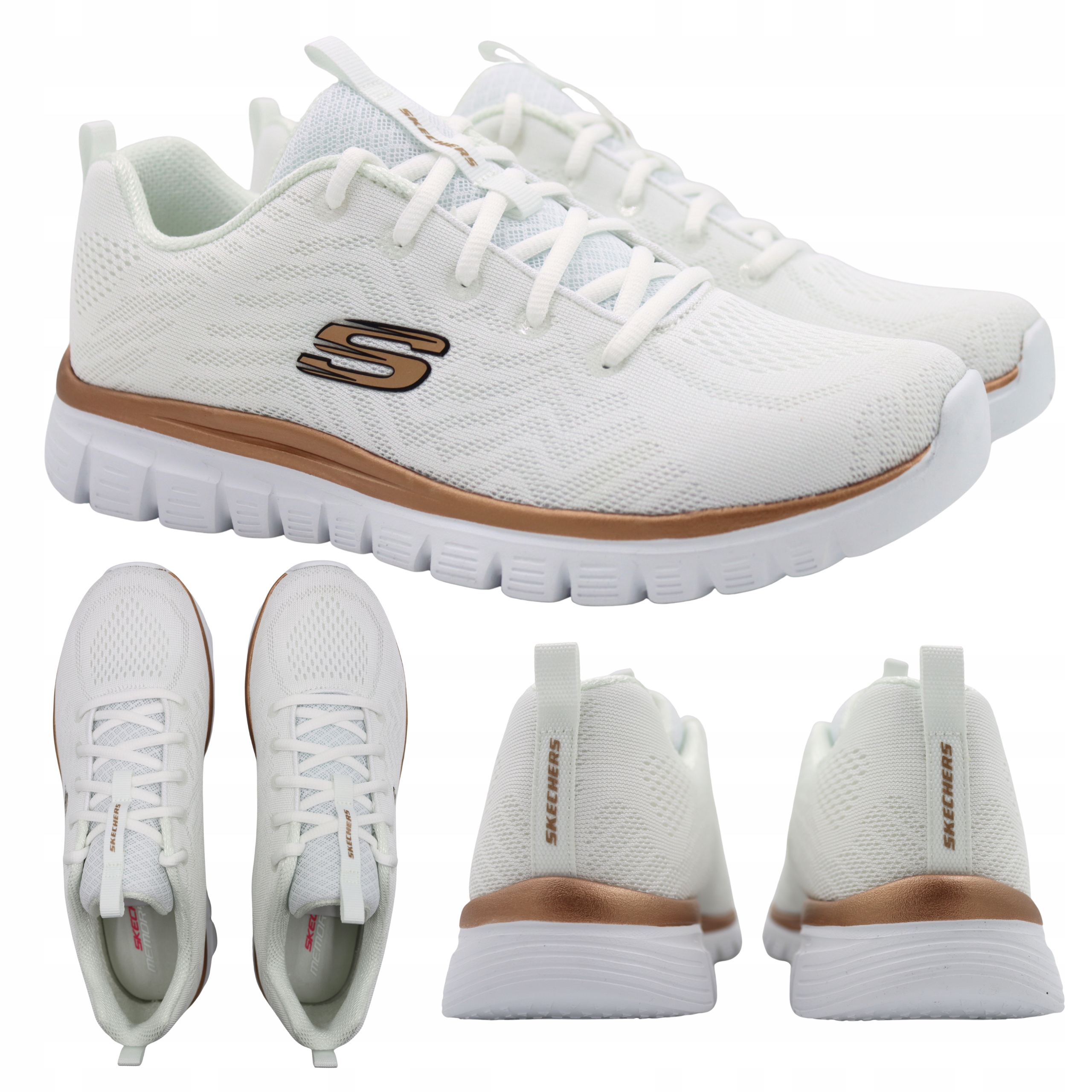 Dámské Sportovní Boty Skechers Lehké Pohodlné Bílé 12615/WTRG vel. 37