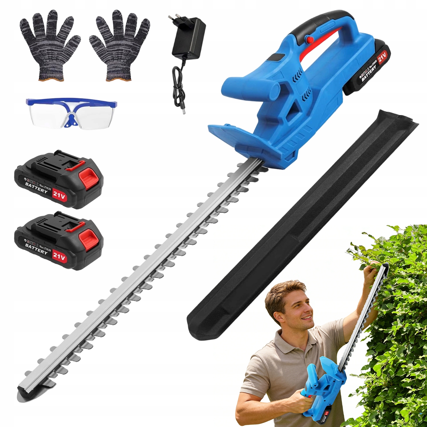 Akumulátorové Nůžky Na Živý Plot 200 W 21 V 50 CM S Bateriemi