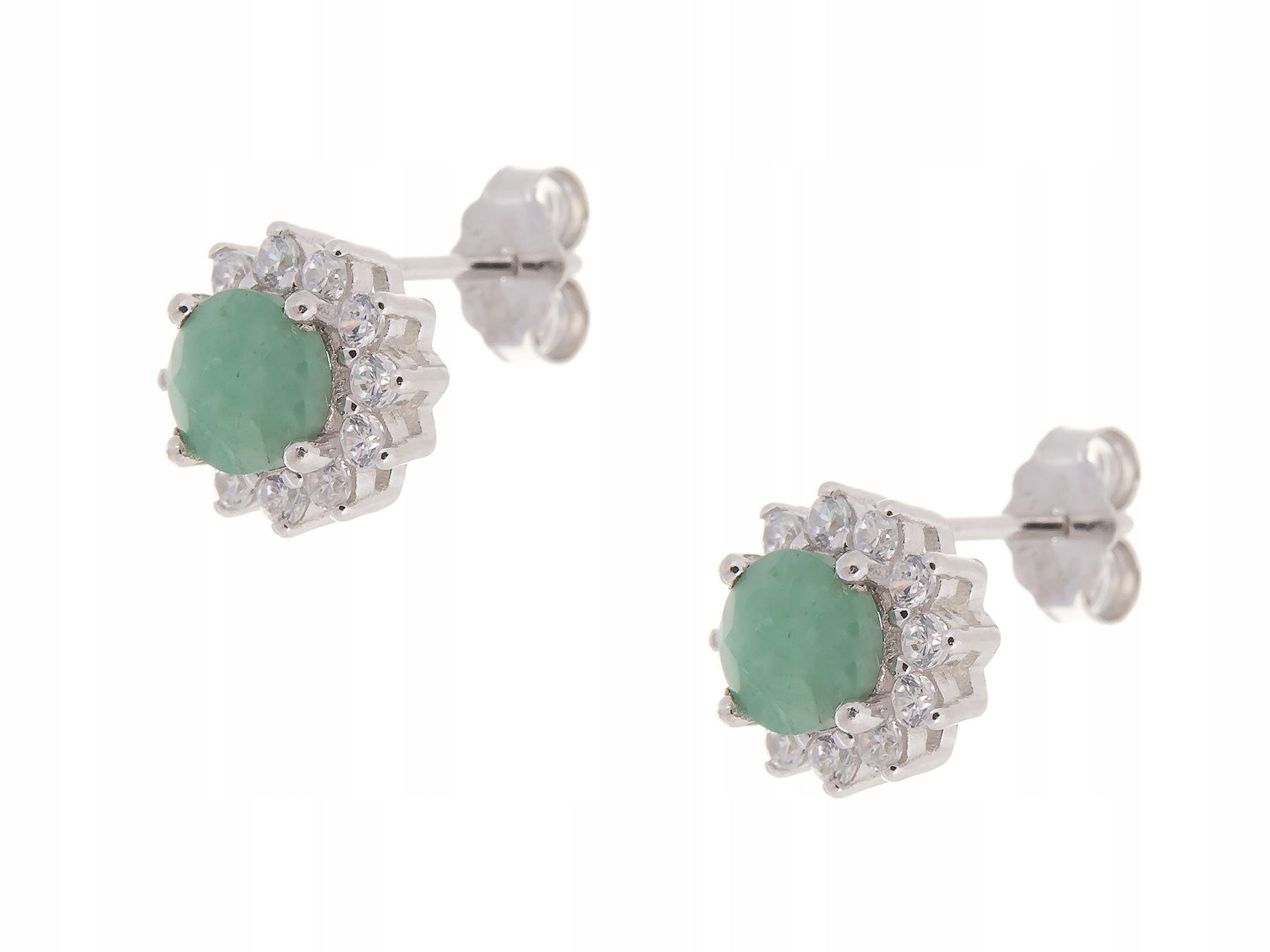 Stříbrné Náušnice Rhodiované Markýzy Smaragd Přírodní