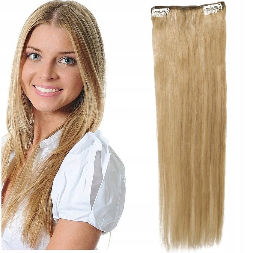 Clip-in Příčesek Do Vlasů 100% Přírodní Páska Dopinka 60 CM blond 16