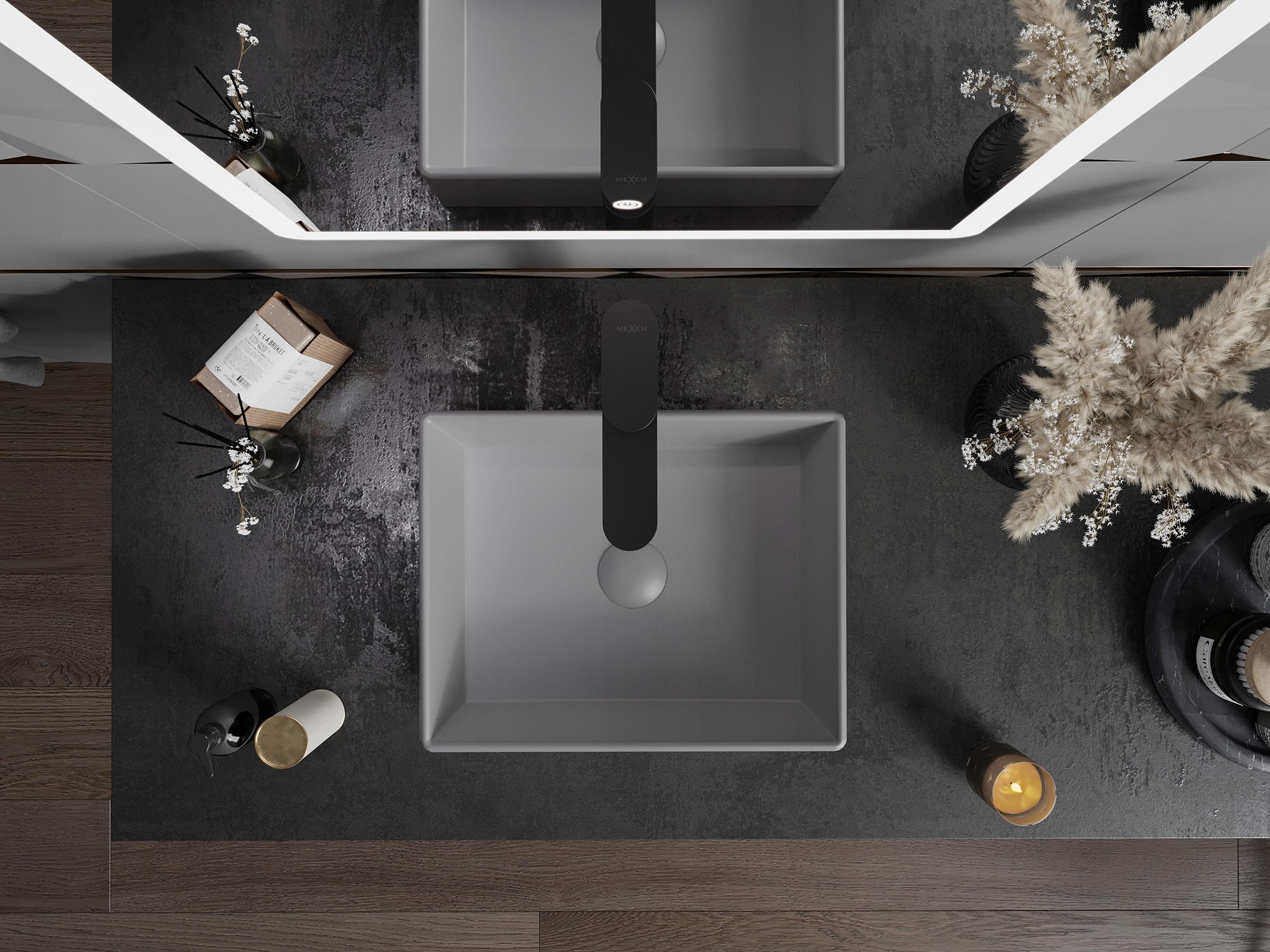 MEXEN GOYA UMYWALKA NABLATOWA 40 x 32 CM SZARA JASNA MAT Marka Mexen