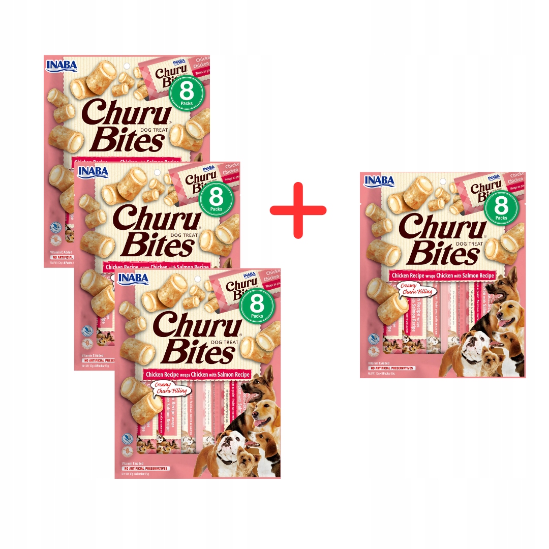Levně Inaba Dog Churu Bites Wraps 4x96g psí pamlsek Kuřecí losos