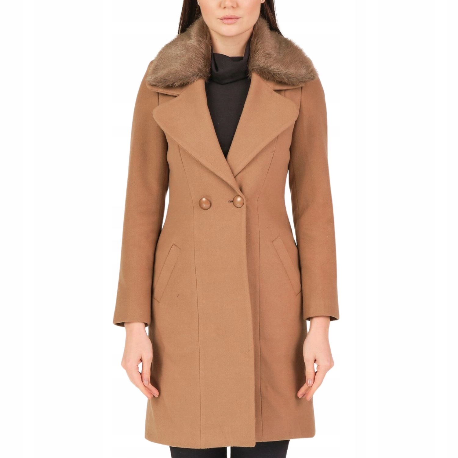 Dámský kabát Dewberry módní, elegantní, přechodový, dlouhý, hnědý vel. L