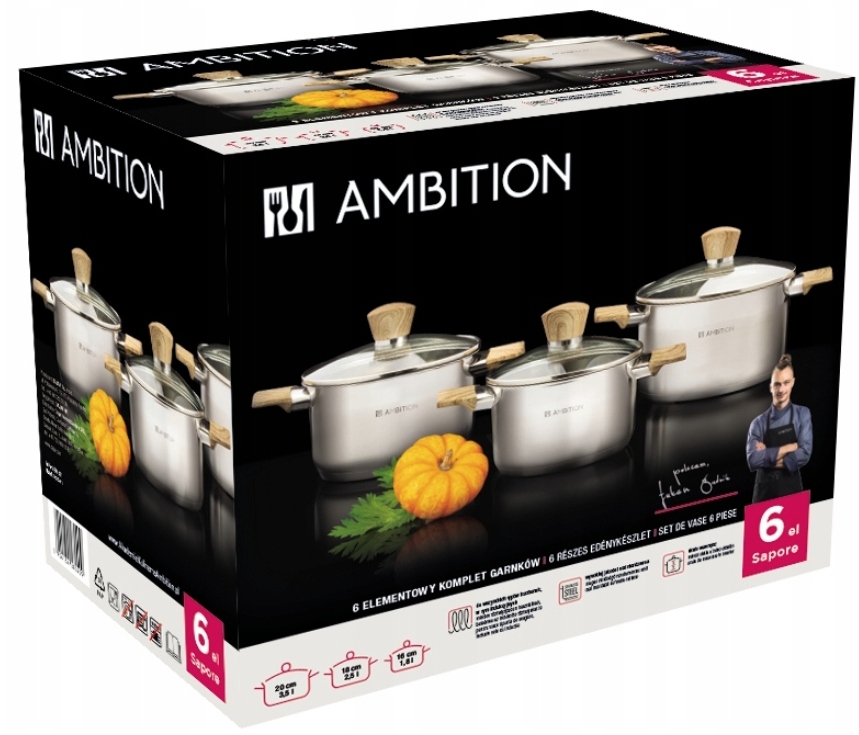

Garnki Ambition Sapore Zestaw garnków 6 elementów