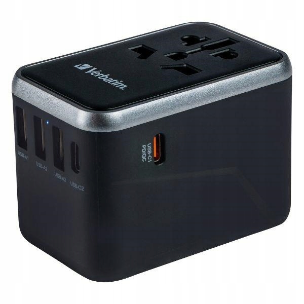 Verbatim Cestovní adaptér Eu/uk/us 3xUSB-A/2xUSB-C Pd 61W UTA-04 černý