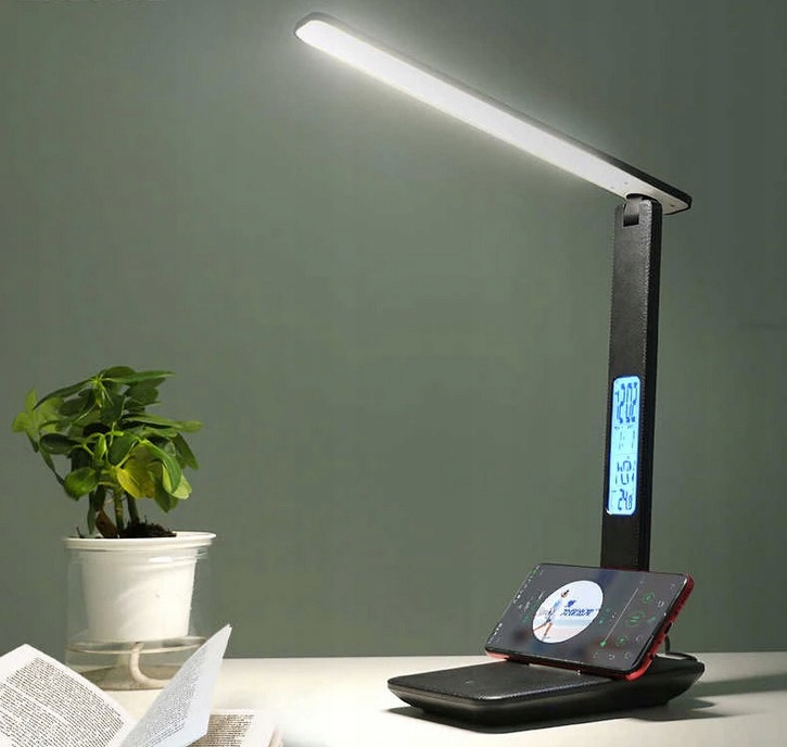 Lampka biurkowa biurko WYŚWIETLACZ LED Zegar Data 3 Barwy 5 Jasności Światł Rodzaj gwintu zintegrowane źródło LED