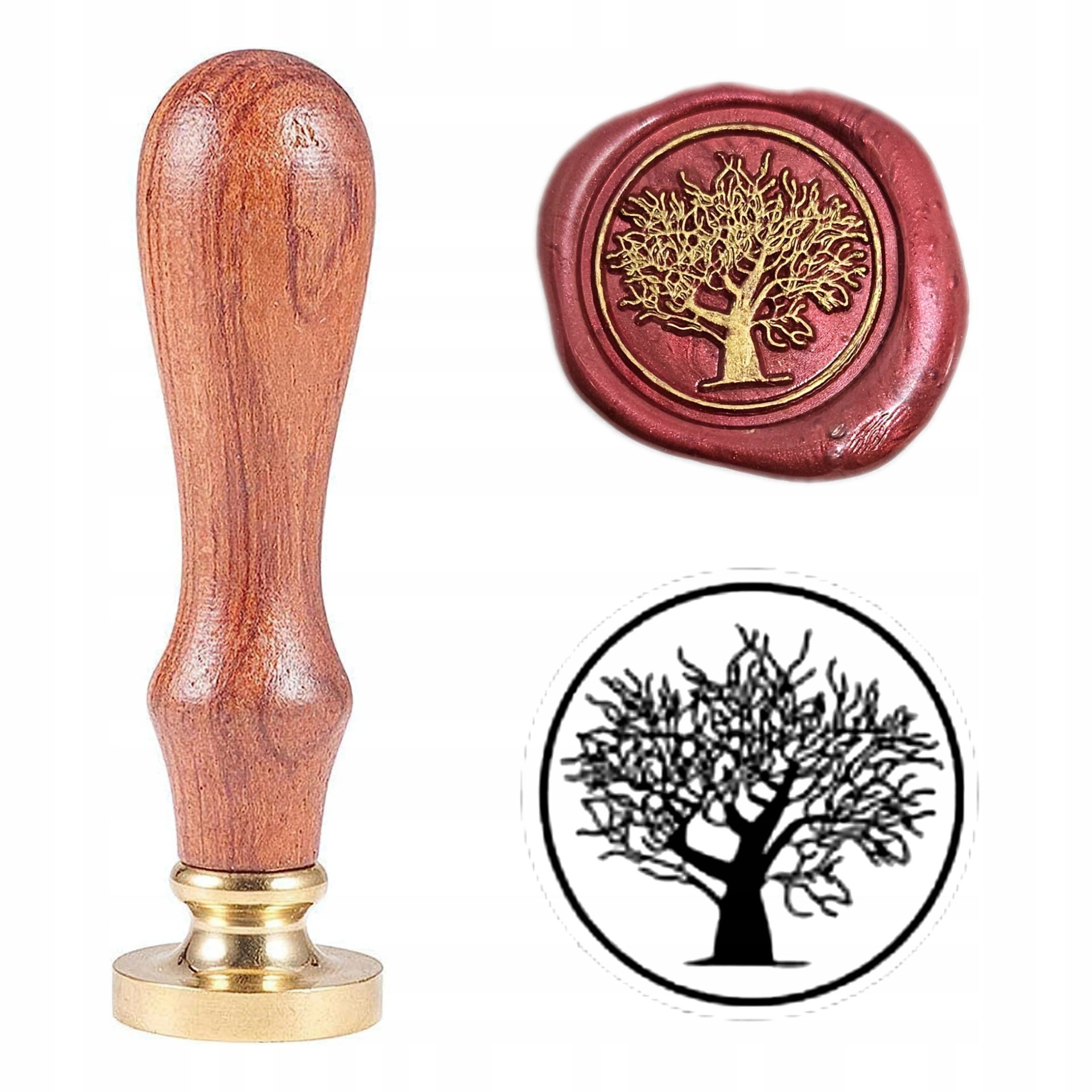Pieczęć, stempel do wosku, laku wzór STARE DRZEWO