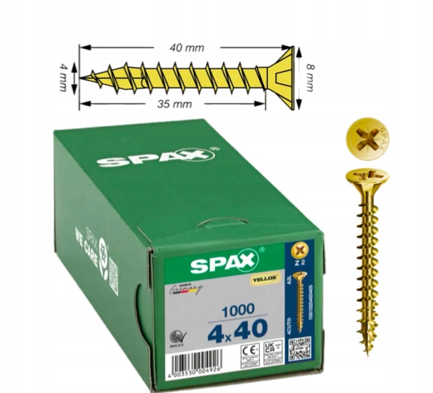 Univerzální šroub na dřevo yello-x (zlatý) spax 4 x 40 mm 1000 ks