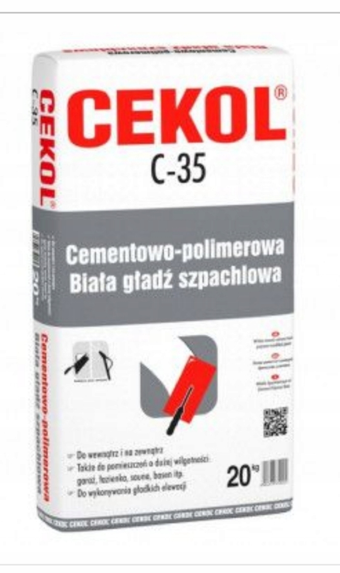 Cekol C-35 Gładź Cementowa Zewnętrzna Biała 20kg